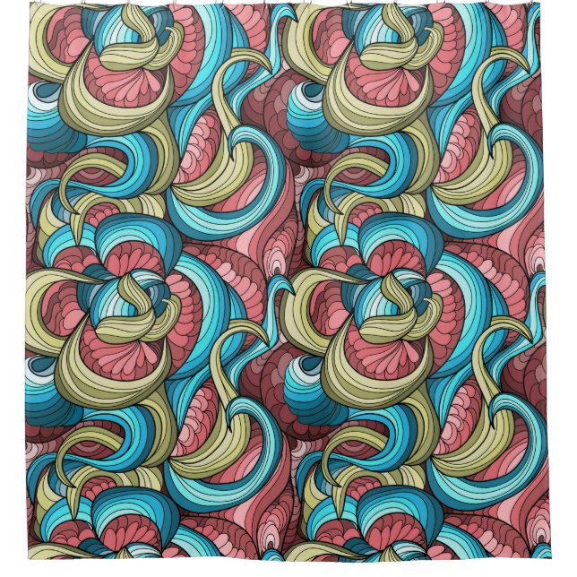 Colorful Abstract Pattern Shower Curtain (Front)