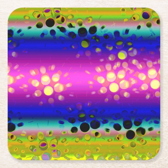 Colorful Abstract Pattern Square Paper Coaster (Front)