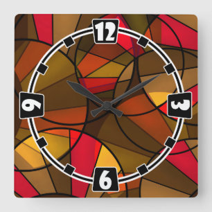 Colorful abstract pattern square wall clock