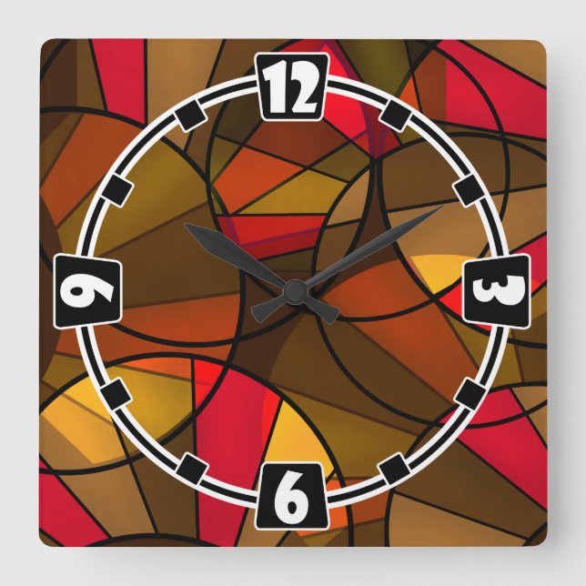 Colorful abstract pattern square wall clock (Front)