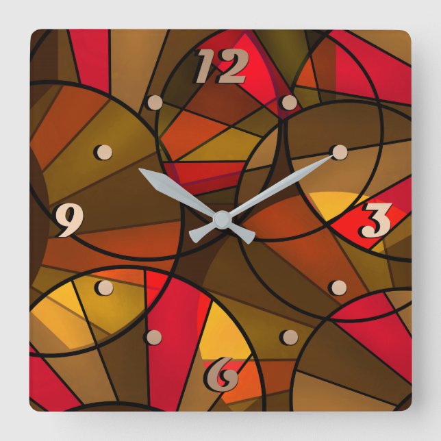 Colorful abstract pattern square wall clock (Front)