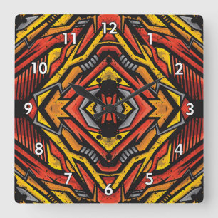Colorful Abstract Pattern Square Wall Clock