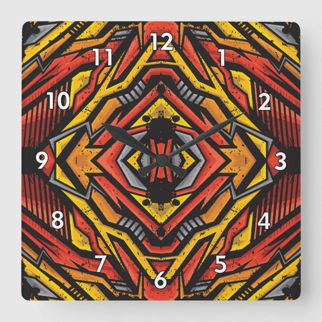 Colorful Abstract Pattern Square Wall Clock (Front)