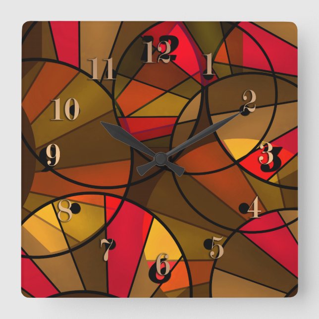 Colorful abstract pattern square wall clock (Front)