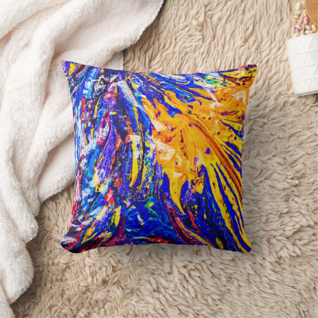 Colorful Abstract Pattern Throw Pillow (Blanket)