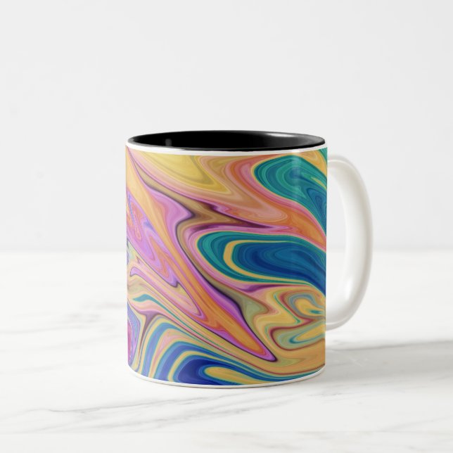 Colorful abstract pattern Two-Tone coffee mug (Front Right)