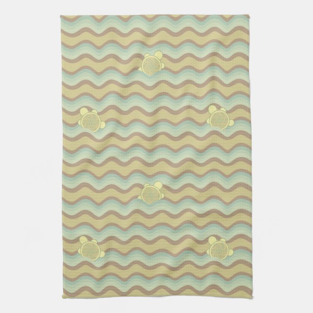 colorful abstract pattern, waves kitchen towel (Vertical)