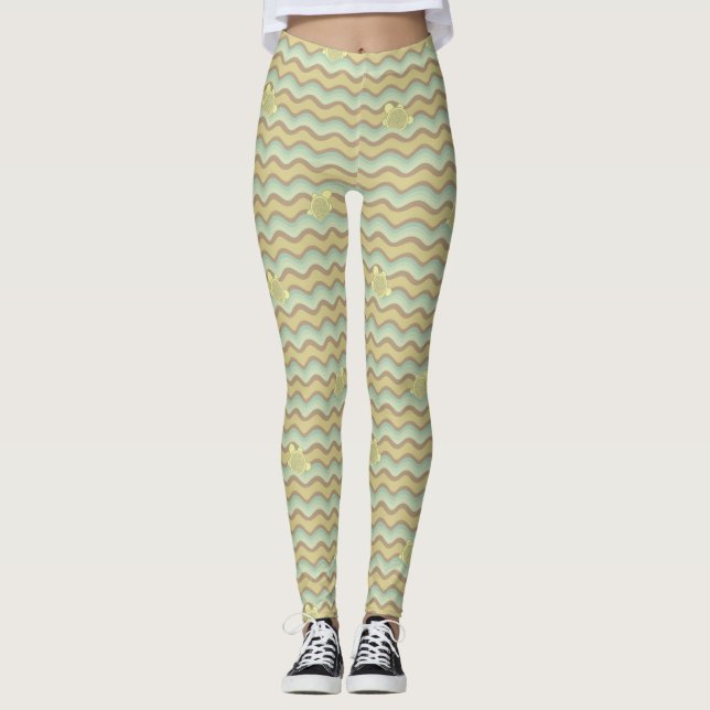 colorful abstract pattern, waves leggings (Front)