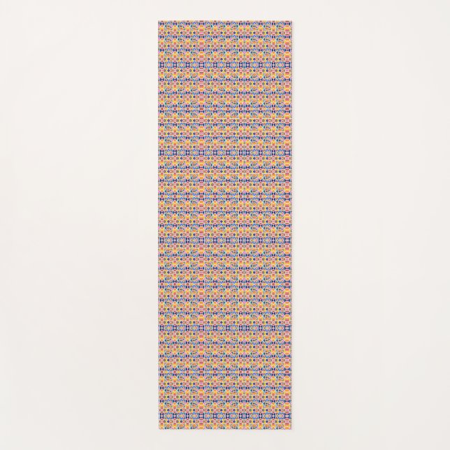 Colorful abstract pattern with a grid yoga mat (Front)