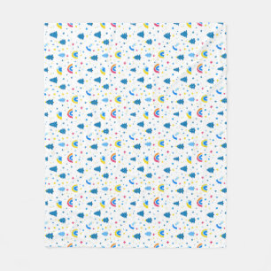 Colorful Abstract Pattern with Trees and Rainbows Fleece Blanket