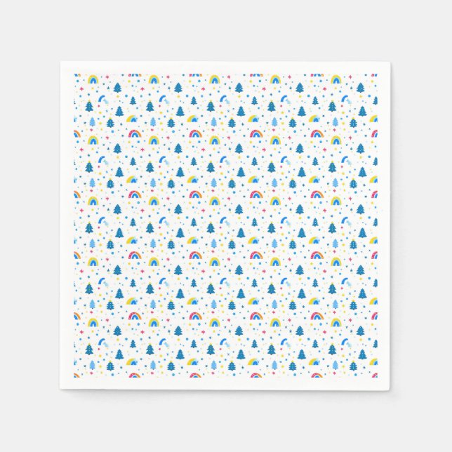 Colorful Abstract Pattern with Trees and Rainbows Napkins (Front)