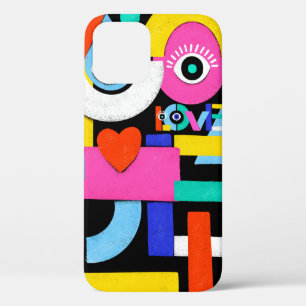 Colorful abstract pattern with word love inside,ey iPhone 12 case