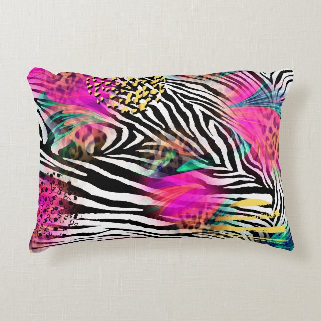Colorful abstract pattern with zebra textureabstra accent pillow (Front)