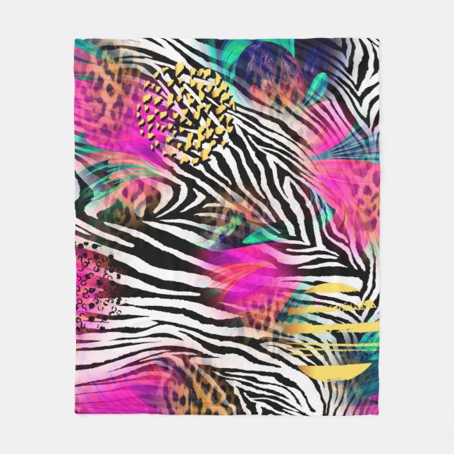 Colorful abstract pattern with zebra textureabstra fleece blanket (Front)
