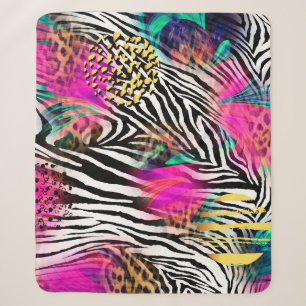 Colorful abstract pattern with zebra textureabstra sherpa blanket