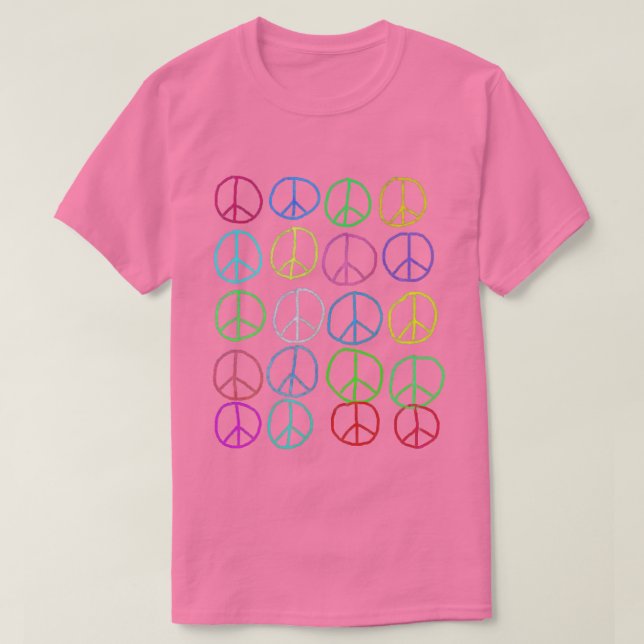 Colorful Abstract Peace Signs Art to Wear T-Shirt (Design Front)