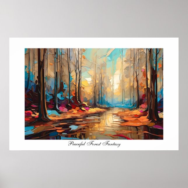 Colorful Abstract Peacefull Forest Creek Fantasy Poster (Front)