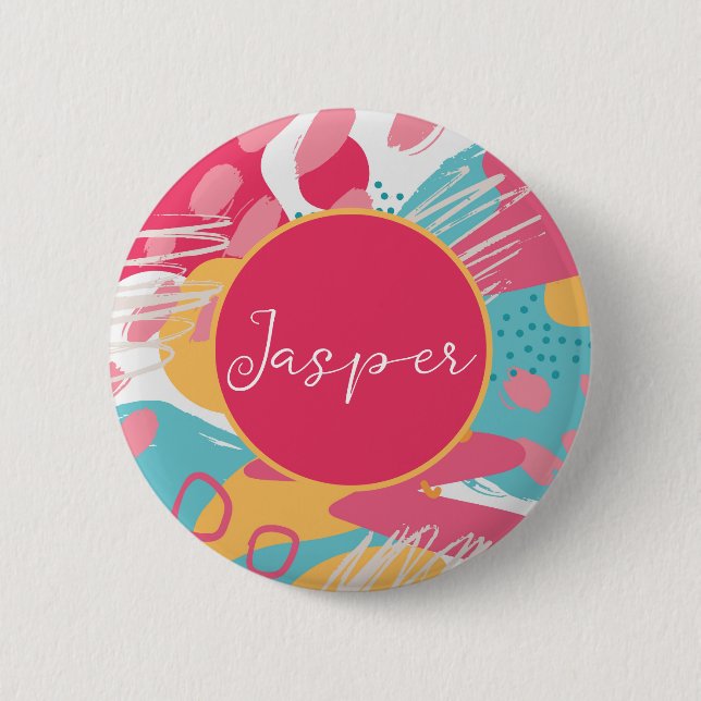 Colorful Abstract Personalized Button (Front)