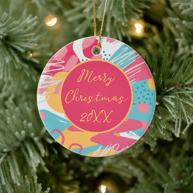 Colorful Abstract Personalized Ceramic Ornament (Tree)