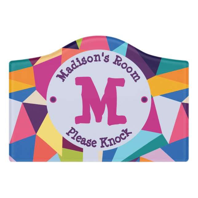 Colorful Abstract Personalized Door Sign (Small Crest Front)