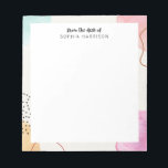 Colorful Abstract Personalized Notepad<br><div class="desc">Modern abstract watercolor design in pastel tones of pink,  purple,  blue and yellow.</div>