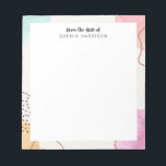 Colorful Abstract Personalized Notepad<br><div class="desc">Modern abstract watercolor design in pastel tones of pink,  purple,  blue and yellow.</div>