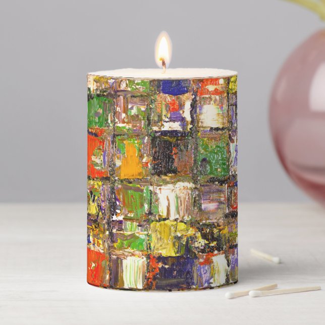 Colorful Abstract Pillar Candle (In Situ)