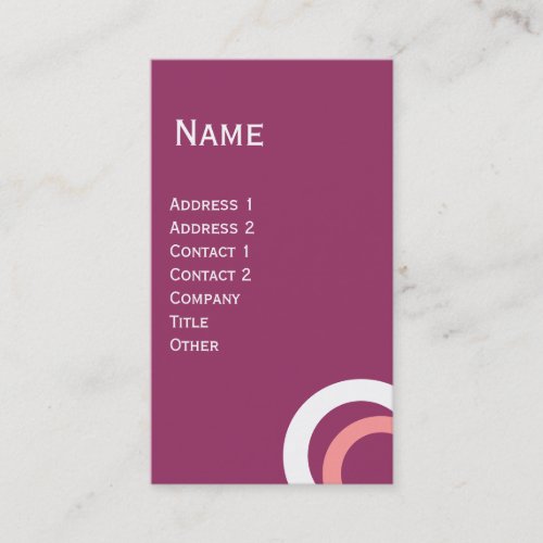 COLORFUL ABSTRACT PINK PURPLE RED WHITE CIRCLES BUSINESS CARD