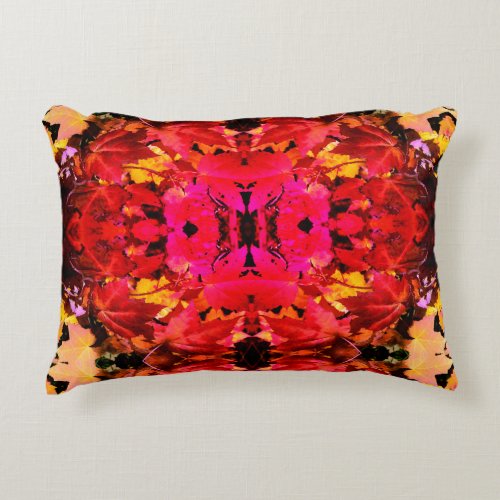 Colorful abstract pink red orange Autumn Leaves Accent Pillow