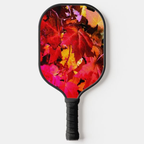 Colorful abstract pink red orange Autumn Leaves Pickleball Paddle