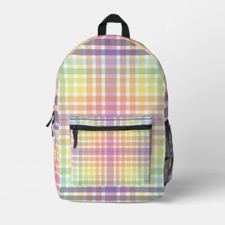 Colorful Abstract Plaid Pattern Printed Backpack