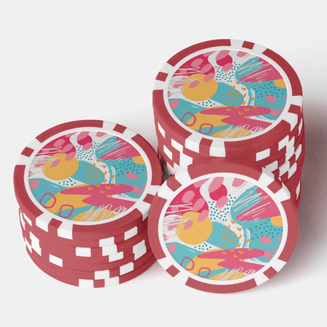 Colorful Abstract Poker Chips (Stack)