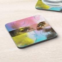 Colorful Abstract Pop Art, 6 Plastic Coasters Set