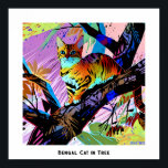 Colorful Abstract Pop Art Bengal Cat in Tree Poster<br><div class="desc">This image of a Bengal cat in a tree was created using pop art style 
The title I chose is "Bengal cat in a tree, " but you can change it. The image is high resolution 7168 x 7168 ppi and is downloadable.</div>
