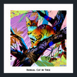 Colorful Abstract Pop Art Bengal Cat in Tree Poster<br><div class="desc">This image of a Bengal cat in a tree was created using pop art style 
The title I chose is "Bengal cat in a tree, " but you can change it. The image is high resolution 7168 x 7168 ppi and is downloadable.</div>