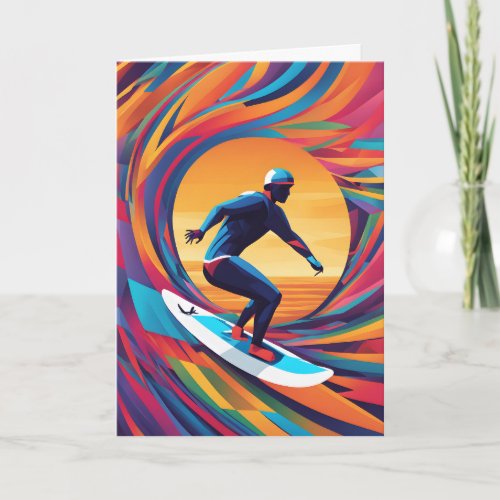 Colorful Abstract Pop Art Surfer Fathers Day Card