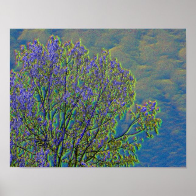 Colorful Abstract Poplar Tree Nature Art  Poster (Front)