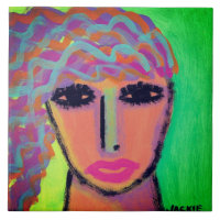 Colorful Abstract Portrait of a Woman Ceramic Tile