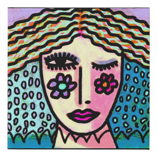 Colorful Abstract Portrait of a Woman Faux Canvas Print