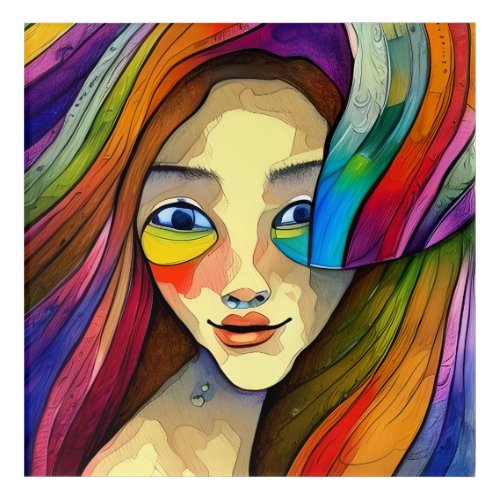 Colorful Abstract Pretty Girl Artsy Acrylic Print