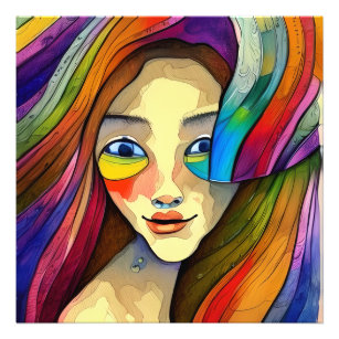 Colorful Abstract Pretty Girl Artsy Photo Print