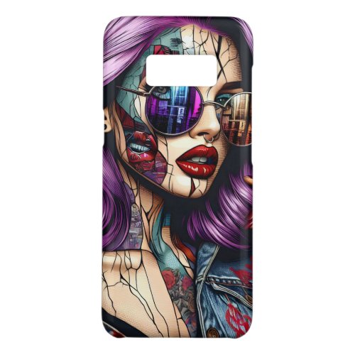 Colorful Abstract Pretty Lady with Purple Hair Case_Mate Samsung Galaxy S8 Case