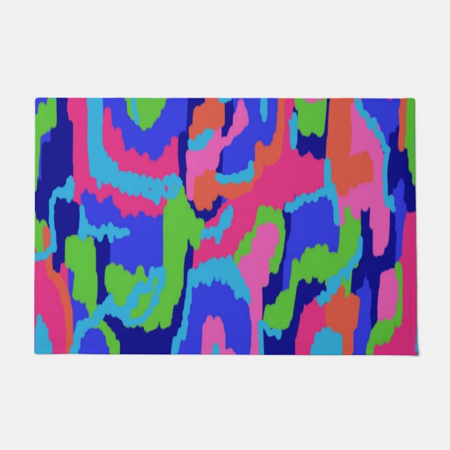Colorful Abstract Print in Retro Colors Doormat (Front)