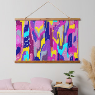 Colorful Abstract Print with Fun Dots Hanging Tapestry