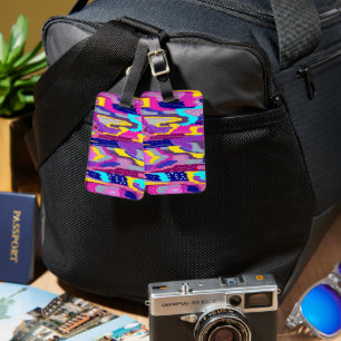 Colorful Abstract Print with Fun Dots Luggage Tag