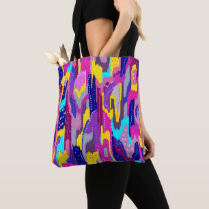 Colorful Abstract Print with Fun Dots Tote Bag
