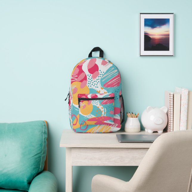 Colorful Abstract Printed Backpack (Insitu)