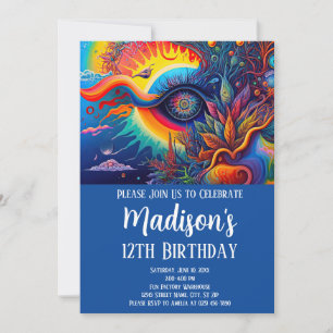 Colorful Abstract Psychedelic All Seeing Eye Invitation