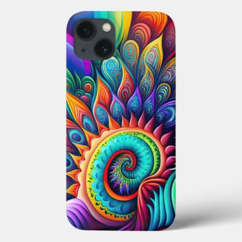 Colorful Abstract Psychedelic Beautiful Flower Iphone 13 Case by PrettyPatternsGifts at Zazzle