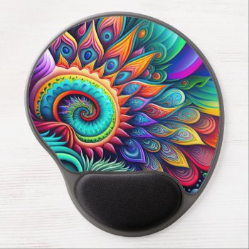 Colorful Abstract Psychedelic Beautiful Flower Gel Mouse Pad by PrettyPatternsGifts at Zazzle